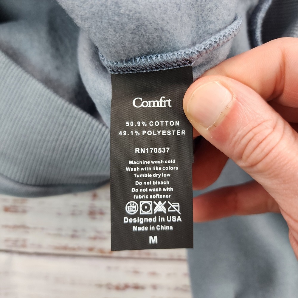 Comfrt Signature Hoodie Unisex M Sky Blue Oversized Weighted Fleece Pullover. - Picture 5 of 9